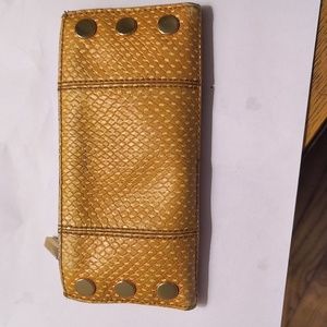 Hammitt 110 North Apricot Tan Snake/Brushed Gold wallet